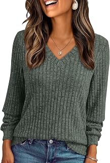 AUTOMET Women Long Sleeve Shirt V Neck Top Fashion Autumn Tunic Elegant Clothes Casual Sweater Cute Fashion Work Clothes 2025