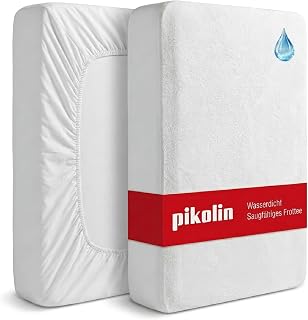 Pikolin Home Mattress Protector – Terry Towelling Cot, 100% Cotton, Waterproof and Breathable 100 x 200 cm white