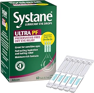 Systane Ultra Preservative Free Lubricant Eye Drops for Dry Eye, 60 Count | Single-Use Vials, Fast-Acting Relief from Irritation & Dryness, Hydrating Eye Drops for Extended Protection