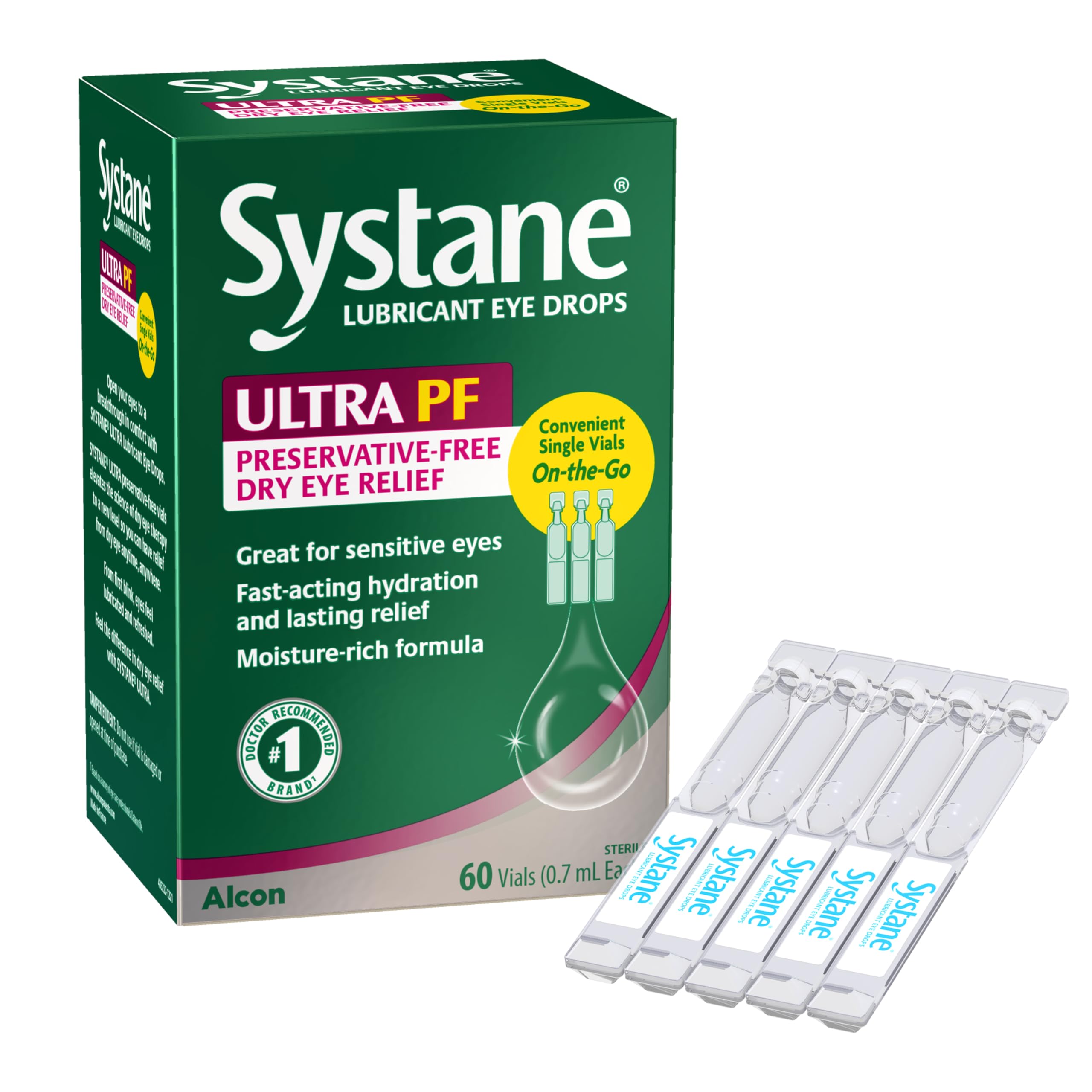 Systane Ultra Preservative Free Lubricant Eye Drops for Dry Eye, 60 Count | Sing