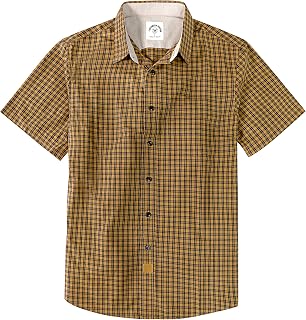 Dubinik® Men's Casual Plaid Cotton Short Sleeve Shirts with Pockets