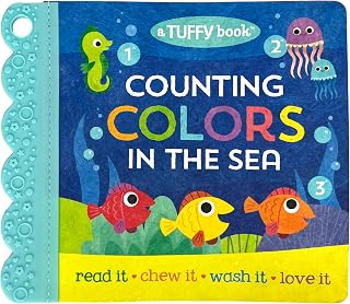 Tuffy Counting Colors in the Sea Book - Washable, Chewable, Unrippable Pages With Hole For Stroller Or Toy Ring, Teether Tough (A Tuffy Book)