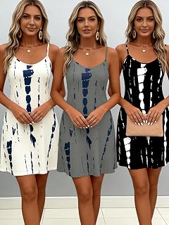 3 Pack Women Summer Dresses Casual Sleeveless Spaghetti Straps Lightweight Summer Beach Holiday Dresses