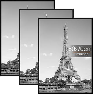upsimples 3 Pack 50x70 Picture Frame, Poster Photo Frame, Black 50x70 | Slide-In Strips Frame for Posters, Photo Gallery, Certificates, Horizontal or Vertical Wall Mounting