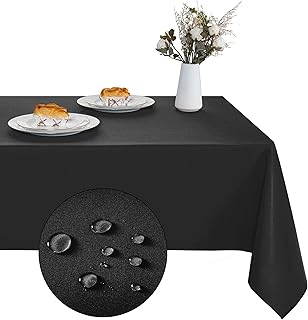 XWZO Black Table Cloths Rectangular 60 x 84 Inch, Waterproof Rectangle Table Cloth Stain Resistant Tablecloth, Spillproof Washable Table Cover for Dining, Buffet, Parties, Holiday, Events, Wedding
