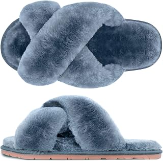SIMIYA Womens Fluffy Slippers, Anti-Skid Faux Fur House Slippers
