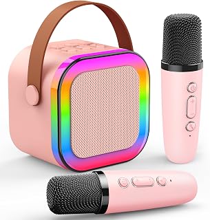 Dislocati Mini Karaoke Machine 2 Microphones, Gifts for Girls Toys Age 3-15 | Girls Birthday Presents LED Bluetooth Kids Portable Microphone Toys for 3-12 Year Old Girl Gift Christmas Xmas Gifts