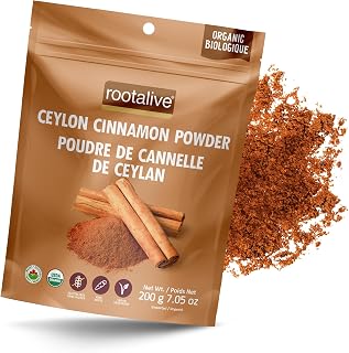 Rootalive – Organic Ceylon Cinnamon Powder, Certified True Cinnamon & A Culinary Spice, Vegetarian, Sugar-Free, Gluten-Free, 200 Grams