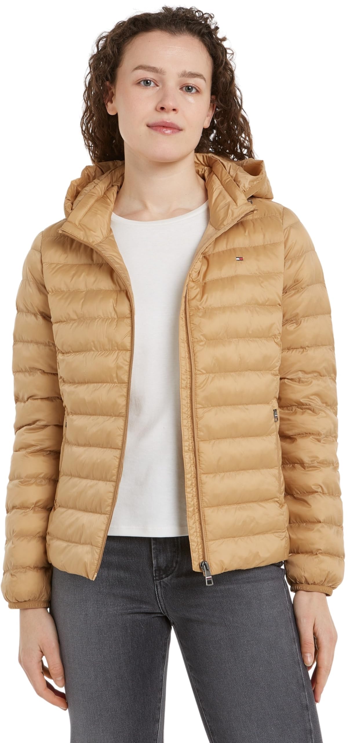 Tommy Hilfiger Women's Padded Global Stripe Hooded Down Jacket