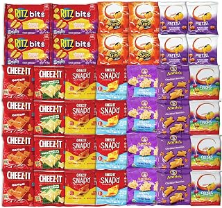 Niro Gift Basket Assortment | 40 Pack Individual Bags Cheese Crackers Variety Pack | Snacks for Adults and Children | The Perfect Care Package