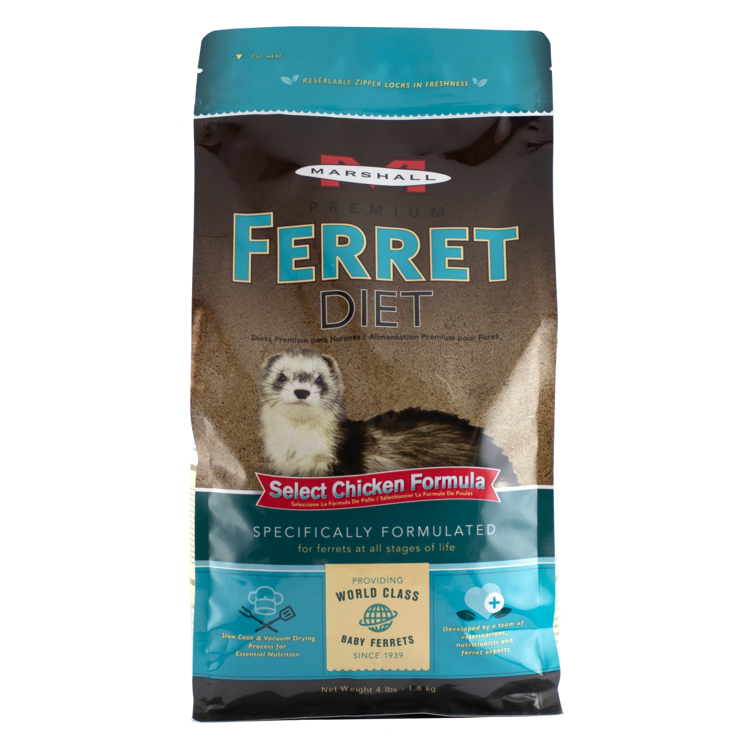Marshall Select Chicken Formula Premium Ferret Diet – 4 lbs – Supports Digestion