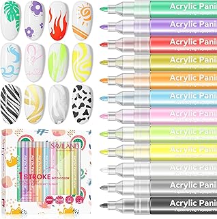 SAVILAND 12 Colors Nail Art Pens Set, 0.7mm Fine Tip Nail Polish Pens | 20s Quick Dry, No Smudging, Waterproof, Nail Art Markers for Painting Dots Liner Lettering & Design, Women Gift, Home DIY