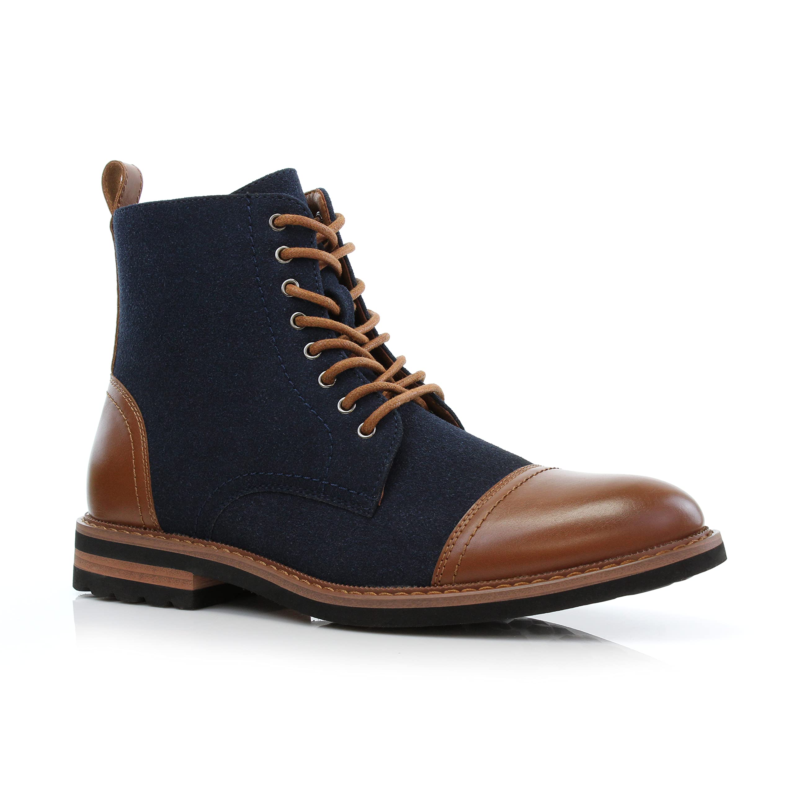 Polar Fox Men's Ankle Dress Boots | Lace-up Casual Fashion Boot Collection | Cap