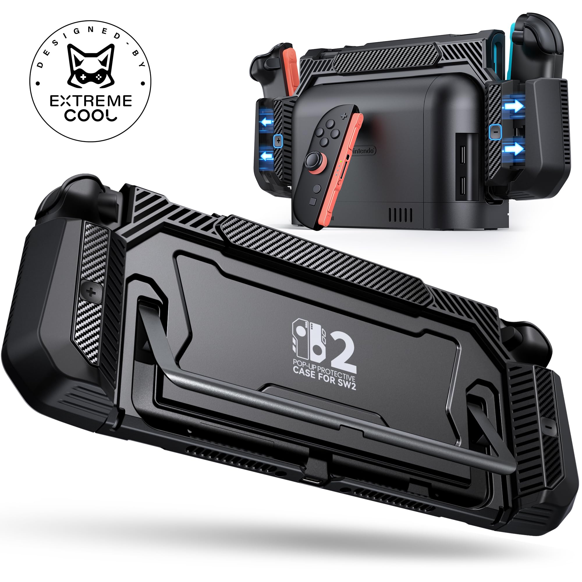 Dockable Case for Nintendo Switch 2,Switch 2 Grip Case with Ergonomic Grip&Pop-u