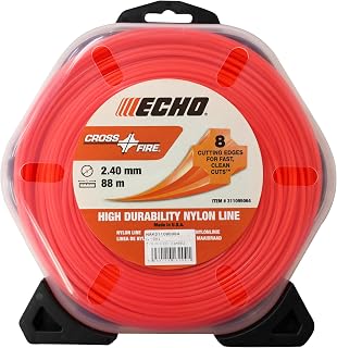 Echo Yamabiko Crossfire Nylon Cord for Grass Trimmers, Square Shape, 0.1 inch (2.4 mm) Diameter x 34.6 ft (88 m)