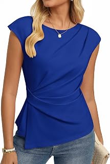 GRACE KARIN Women's Summer Tops Short Sleeve Crew Neck Ruched Work Blouses