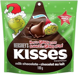 HERSHEY'S KISSES Grinch Milk Chocolate - Christmas Candy Stocking Stuffers, 180g