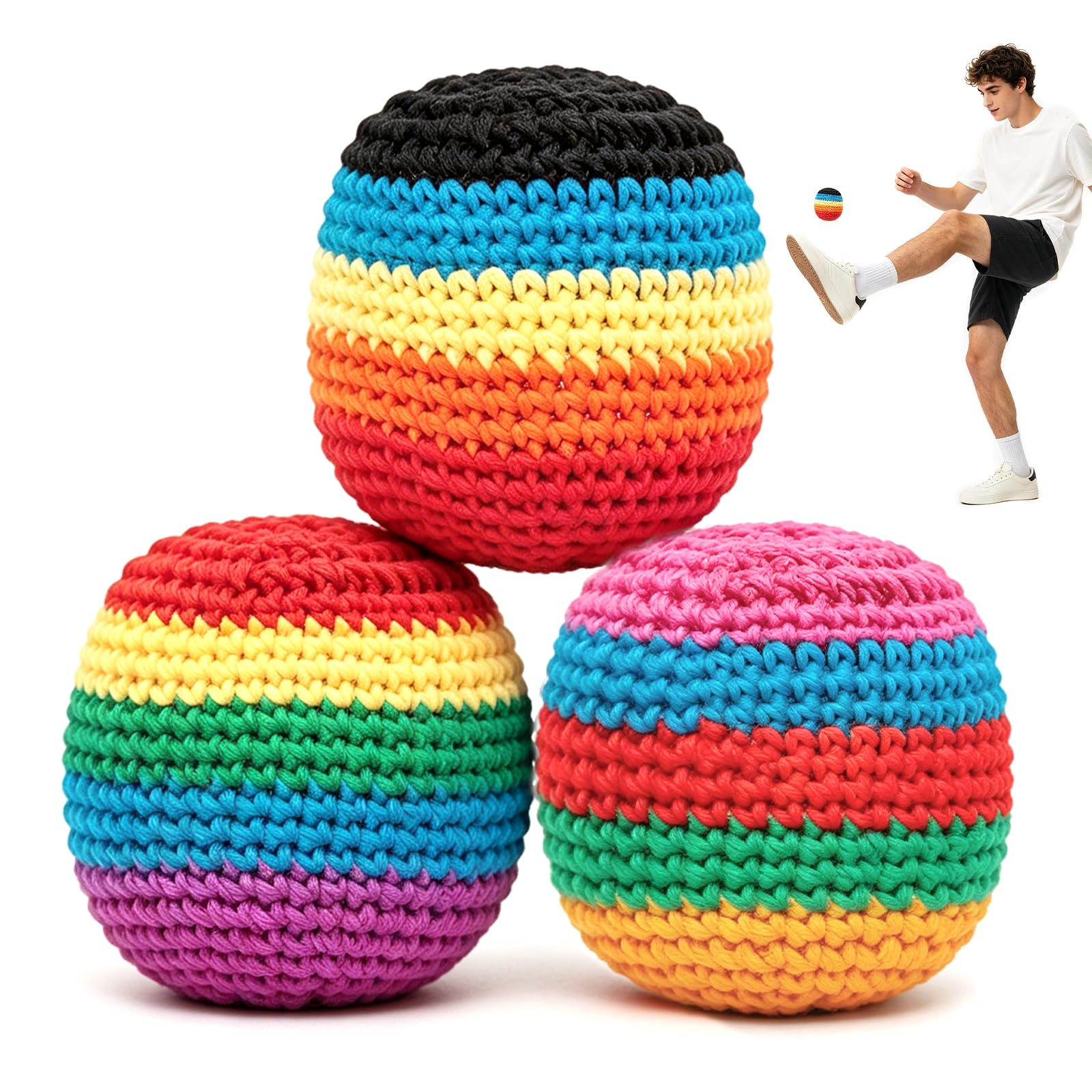 Hand-Made Knitted Footbag Sack, 2026 Upgraded Assorted Foot Bag Crochet Ball for