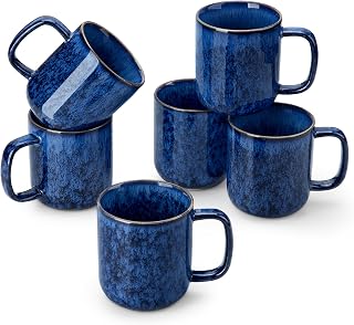 vancasso Starry 12oz/360ml Stoneware Coffee Mugs Set of 6, Blue