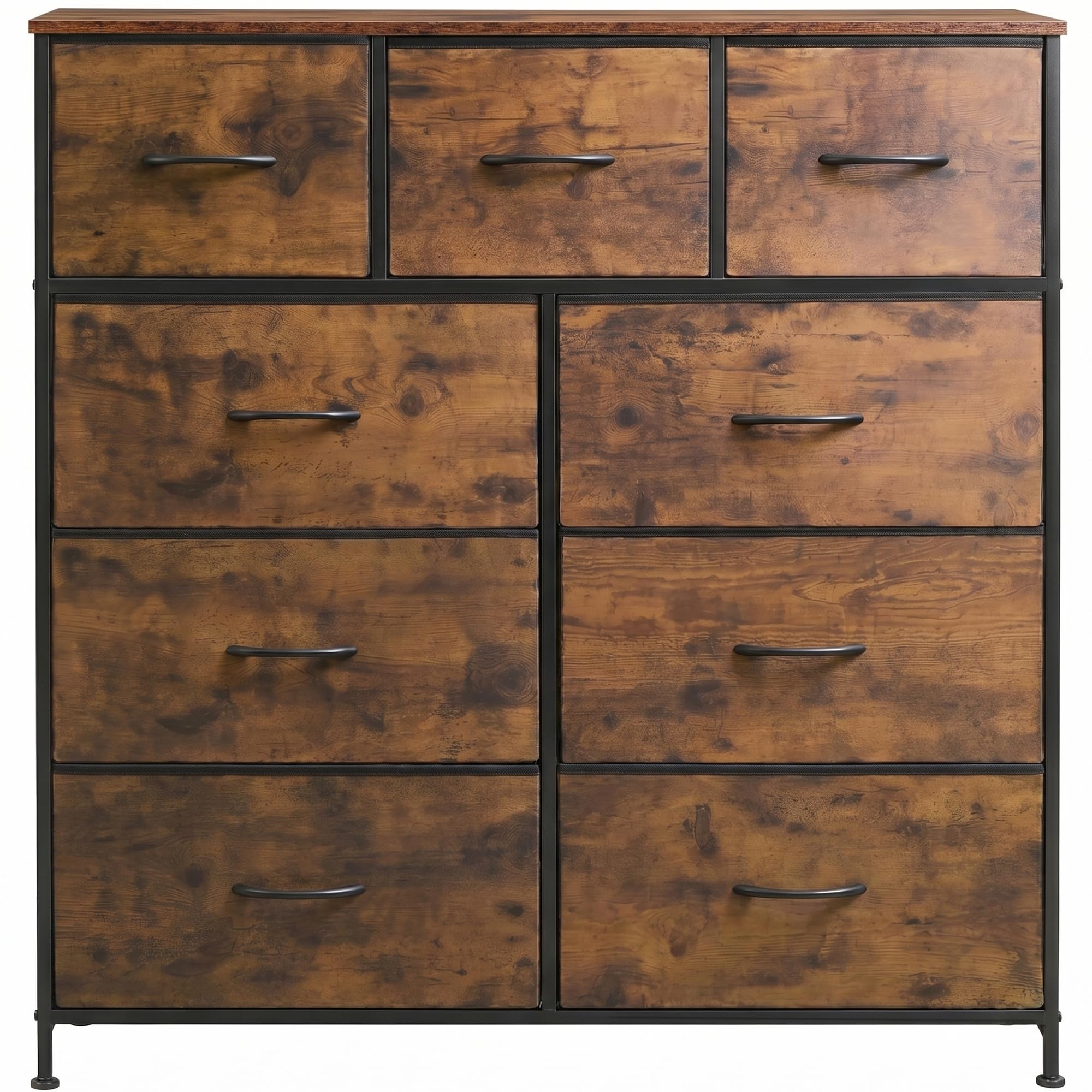 WLIVE Tall Dresser for Bedroom, 9 Drawer Chest of Drawers, Rustic Brown | 9 room