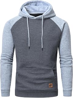 Yundobop Mens Jacquard Long Sleeve Drawstring Hoodie Kanga Pockets Pullover Hoodie