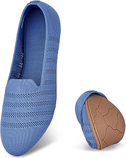Puxowe Women's Ballet Flats Lightweight Slip On Knitted Ballerinas Breathable Office Dress Shoes