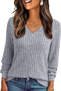 AUTOMET Women Long Sleeve Shirt V Neck Top Fashion Autumn Tunic Elegant Clothes Casual Sweater Cute Fashion Work Clothes 2025