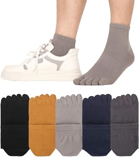 5-Toe Socks Men's Solid Five-Toe Socks Cotton Socks 5-Toe Odor-Resistant Breathable Sweat-Absorbent Deodorant Non-Slip Casual Sports Business Five-Toe Socks for Spring, Summer, Fall, Winter 5