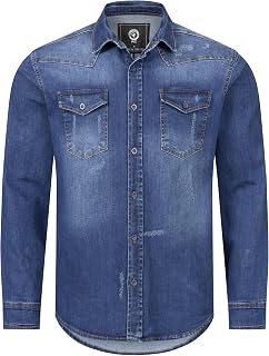 Rock Creek Men's Denim Shirt, Regular Fit, Long Sleeve, Denim Blue, S-XXL