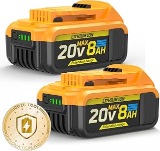 8Ah Replacement Compatible for Dewalt 20V Max Battery with High Capacity | Cordless Power Tools 20 Volt Baterías DCB201 DCB203 DCB204 DCB205 DCB205c DCB205-2 DCB206 2 Pack Batteries Pilas