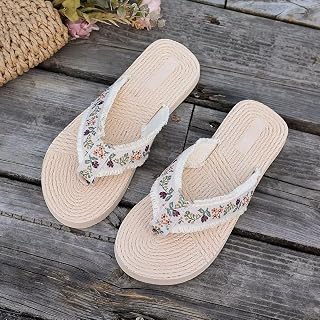 Women Summer Sandals Plus Size Simple Comfortable Casual Slippers Thick Sole Toe Separator Beach Flip Flops