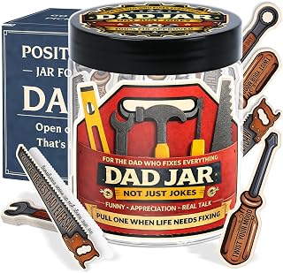 60 Dad Jokes Cards Jar, Funny Birthday Gift for Dads from Daughter, Son, Wife - Stocking Stuffers, Christmas White Elephant Gifts for Adults, Men Granpa Gift, Funny Gag Gifts for Men