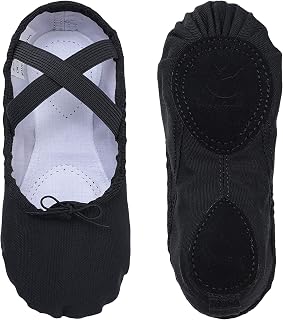 Ballet Shoes Children, Kids, Juniors, Adults, Women's, Clothes, All Canvas, Ballet Supplies, Ballet Shoes, Split Sole, Cross Rubber, Pink, Black (6.3 - 10.6 inches (16 - 27 cm)