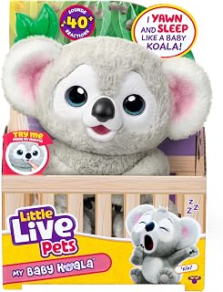 LITTLE LIVE PETS My Baby Koala Kiki, Koala Stuffed Animal | Interactive plush with 40+ sounds and reactions, blinking eyes, yawning, and a 2-in-1 eucalyptus leaf teether