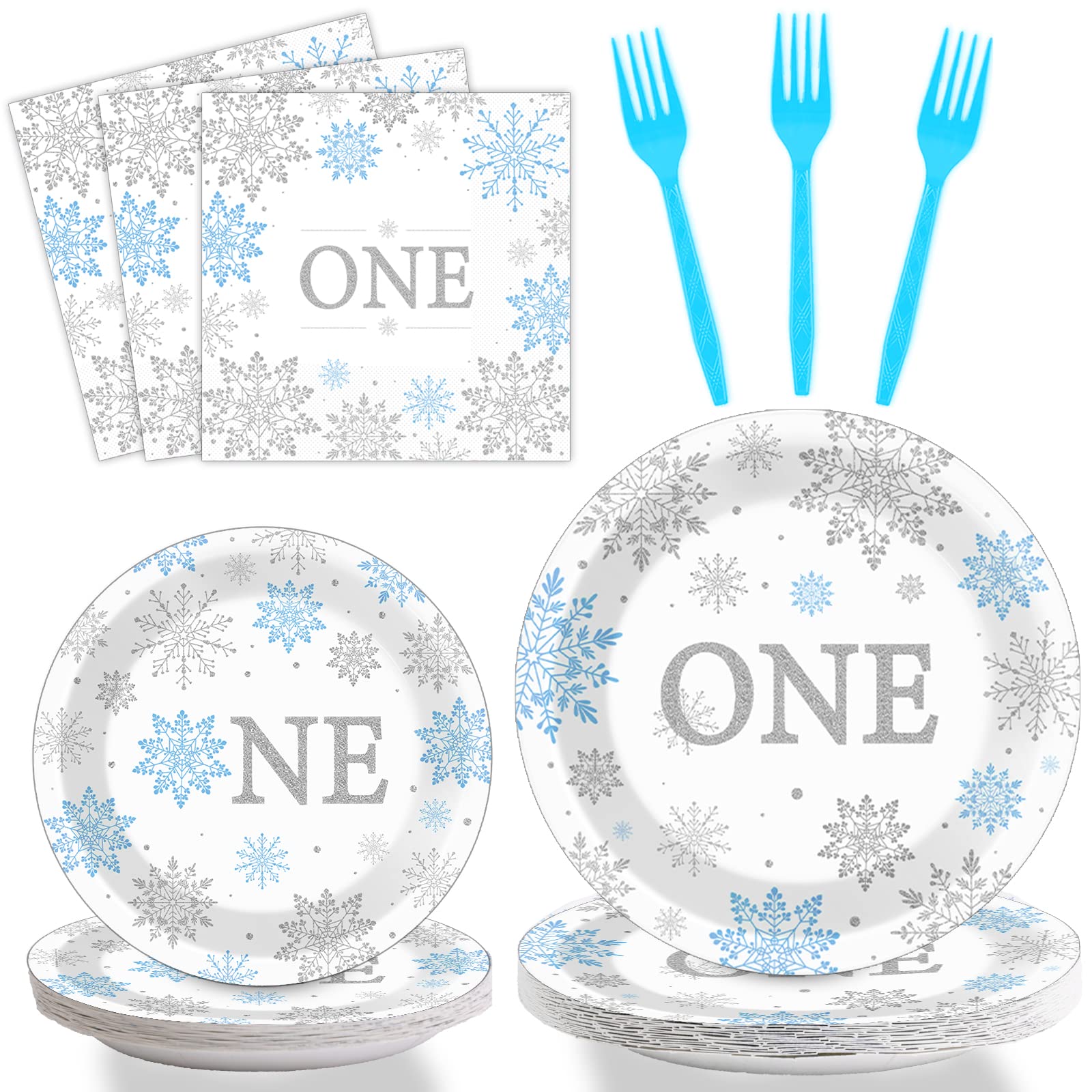 Winter Onederland 1st Party Plates Napkins Snowflake One Birthday Themed Tablewa