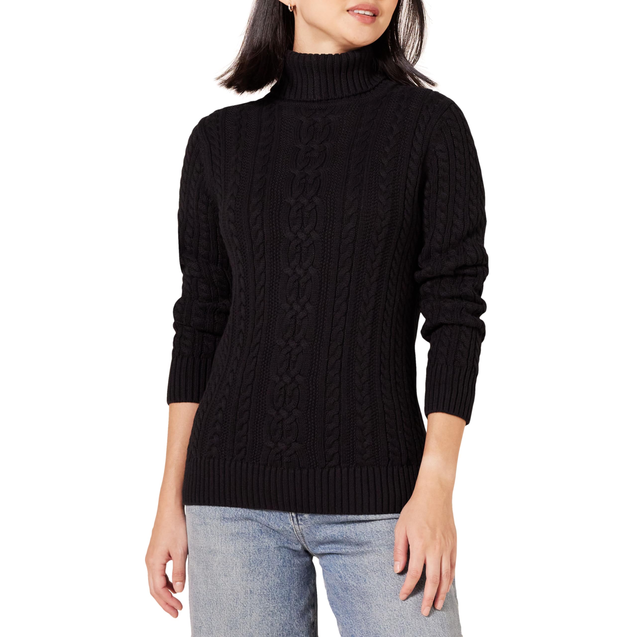 Amazon Essentials Women's Cable Knit Turtle Neck Jumper (Available in Plus Size)