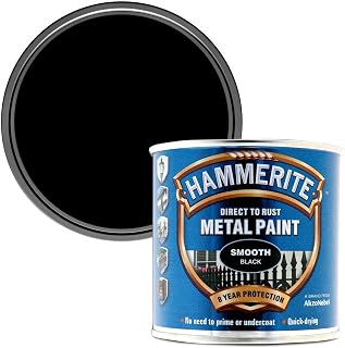 Hammerite Direct to Rust Metal Paint - Smooth Black Finish 250ML, 5084863 | Applies directly onto rusty metal with no primer or undercoat required and helps seal out moisture.