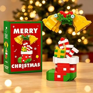 1 Piece Christmas Bell & Stocking Figurine Set, Multi-Colour