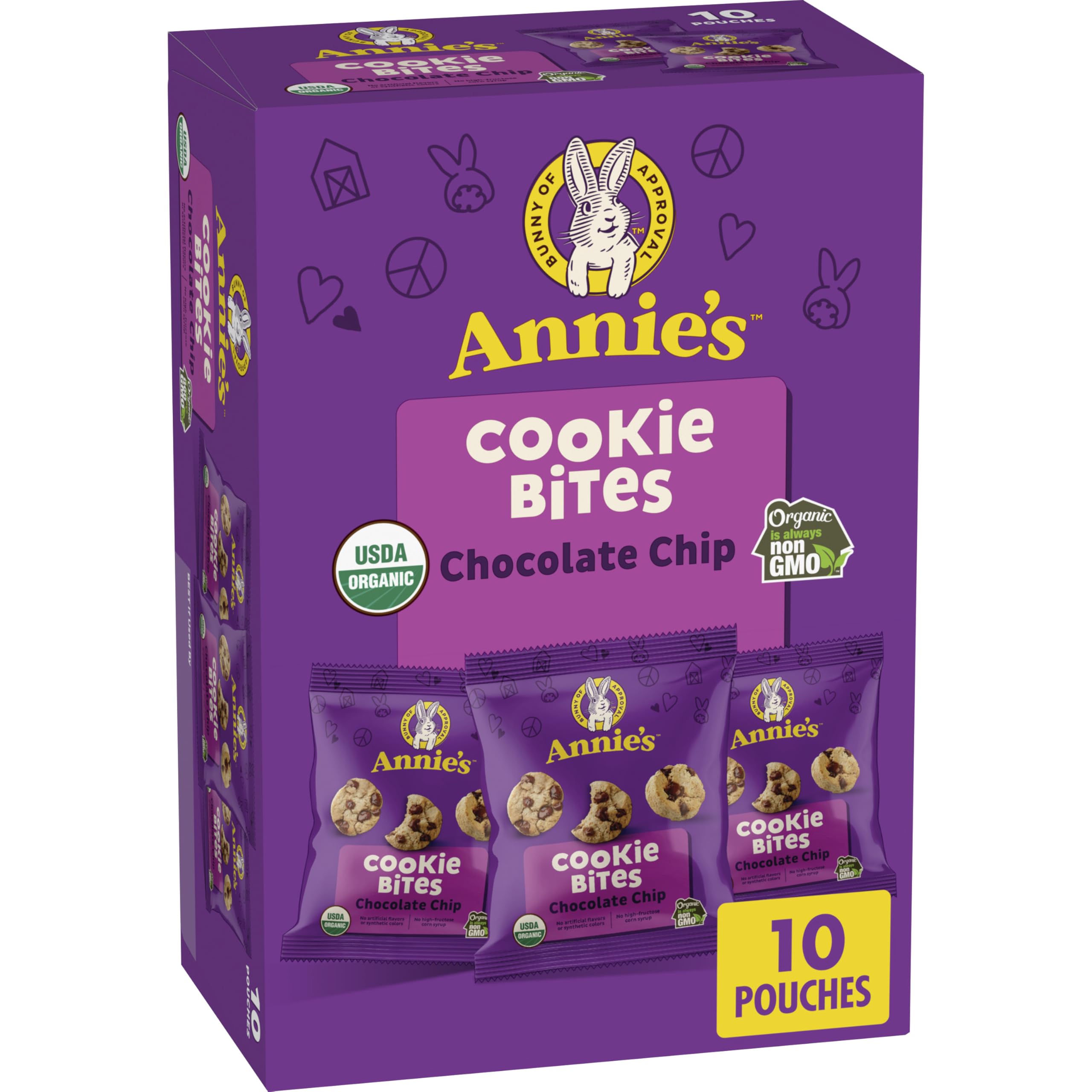 Annie's Organic Chocolate Chip Cookie Bites, 10 Pouches, 10.5 oz | Fun Halloween