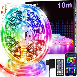 LED Strip, 10 m Flexible RGB LED Strip Decoration Room, Bluetooth App Control Sync with Music Rhythm, Led Bedroom for Gaming Room, Ceiling, Wedding, Party, Kitchen, TV, Office