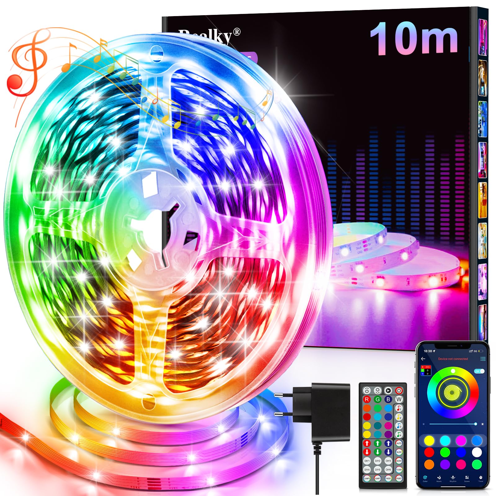 LED Strip, 10 m Flexible RGB LED Strip Decoration Room, Bluetooth App Control Sy