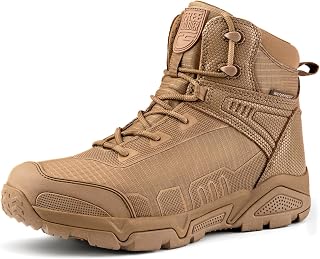FREE SOLDIER Men's Mid High Military Boots Durable Army Combat Shoes Waterproof Breathable Tactical Hiking