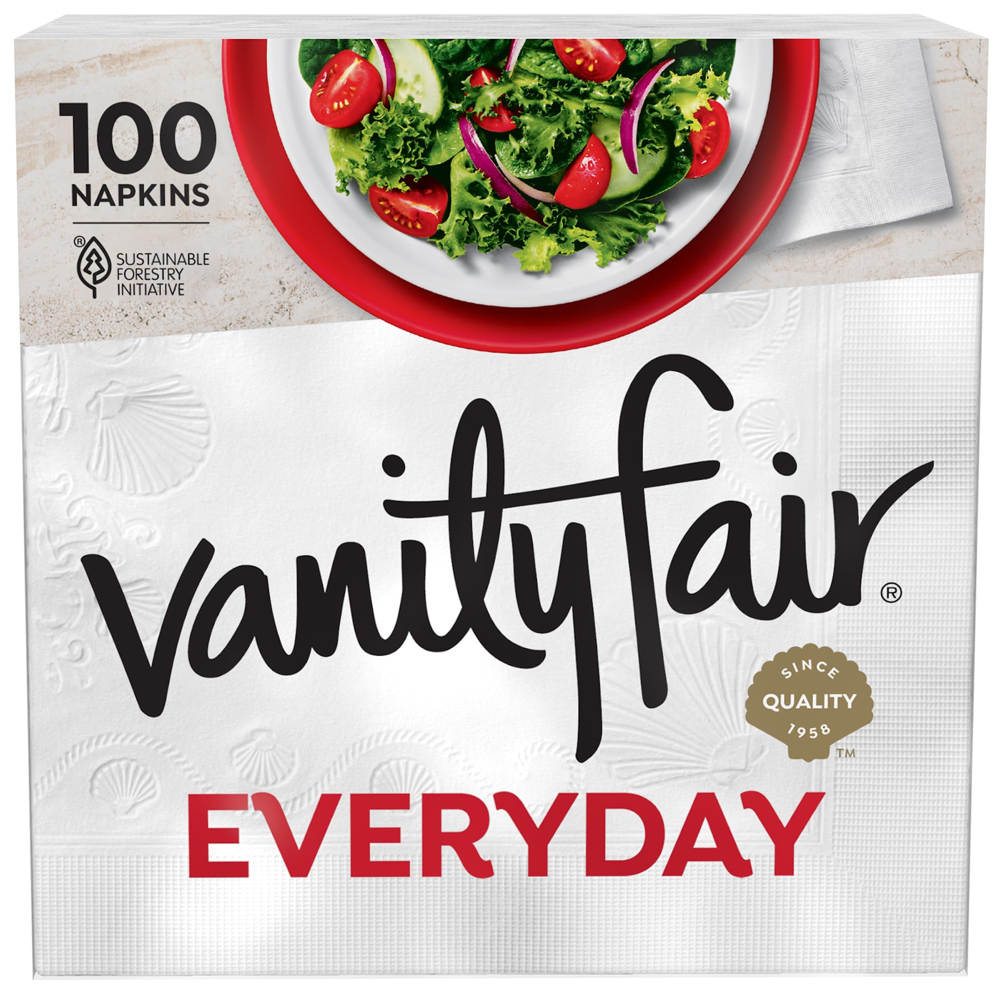 Vanity Fair Everyday Paper Napkins, 100 Count, Disposable | 2-ply paper dinner n