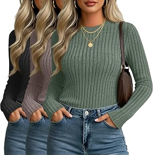 3 Pack Women's Fitted Sweaters Long Sleeve Tops