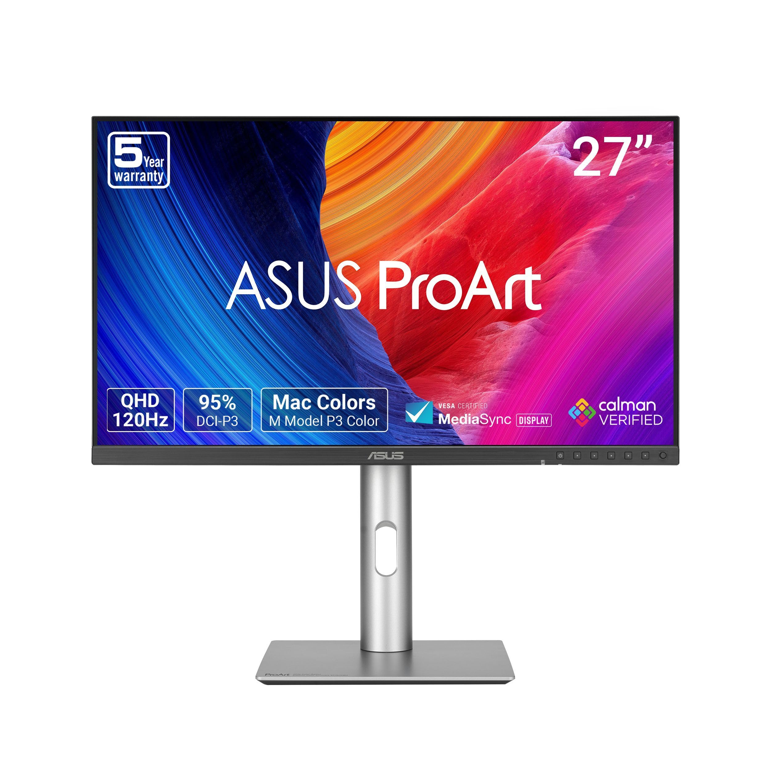ASUS ProArt Display PA278QV2 27 Inch Professional Monitor | IPS, 95% DCI-P3, Del