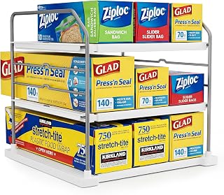 EVERIE 3-Tier Cabinet Organizer, Expandable Shelf for Foil & Wrap Boxes | 11–16.7 in expandable • 3 adjustable tiers • Fits foil, wrap & bag boxes • Tool-free setup • Stable steel frame
