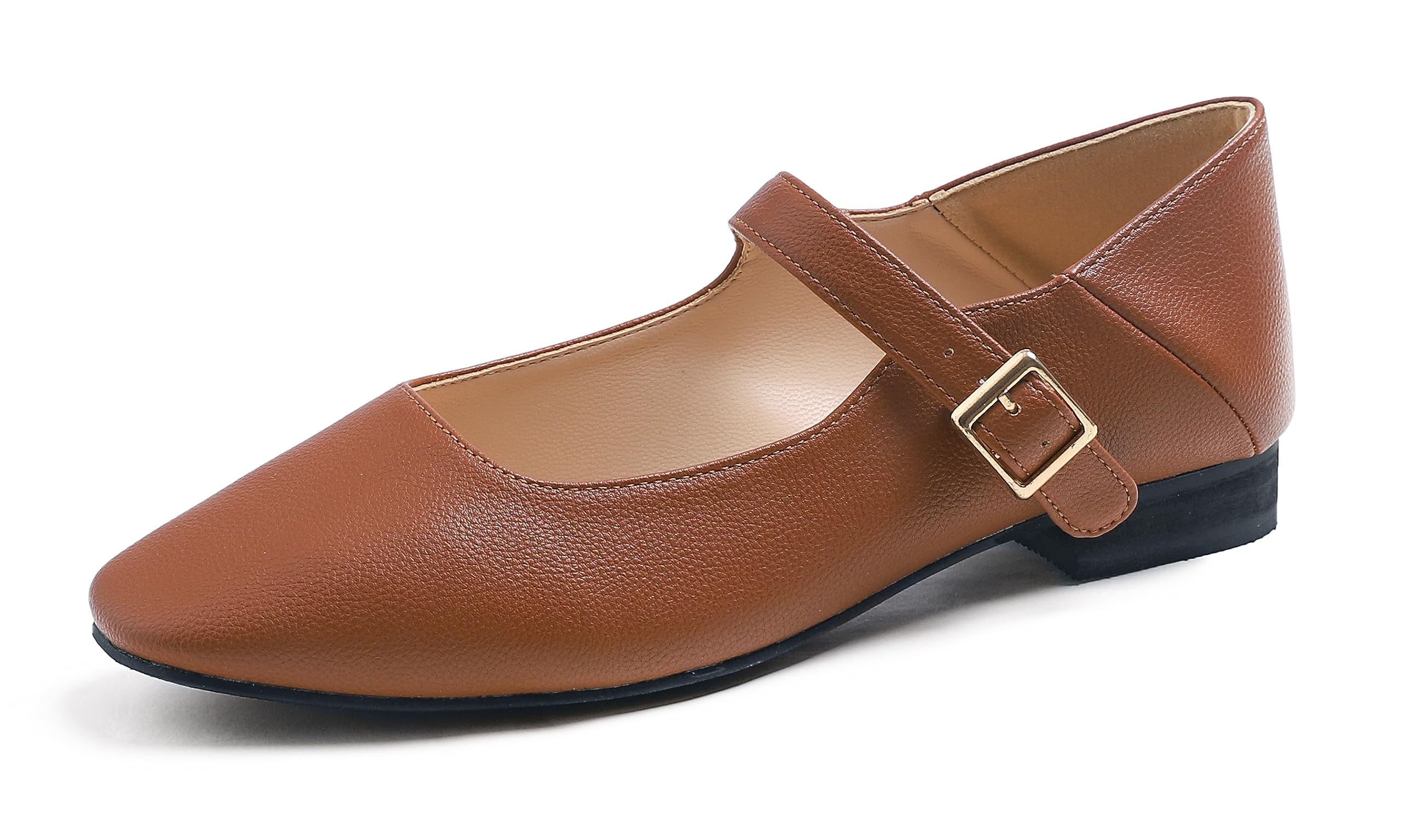 Feversole Women's Square Toe Mary Jane Fashion, Square Toe Easy Buckle Low Heel 