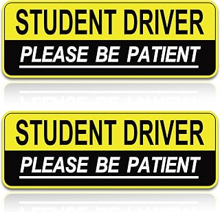 2pcs Student Driver Magnet for Car,Safety Warning Be Patient New Driver Sticker-Colorful,Eflective,Weather Resistant Bumper Sticker Magnetic Reflective Rookie Drive (Yellow)