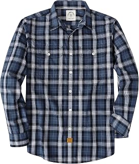 Dubinik® Mens Long Sleeve Button Down Shirts Casual Plaid Shirt with Practical Double Pockets Comfortable and Soft