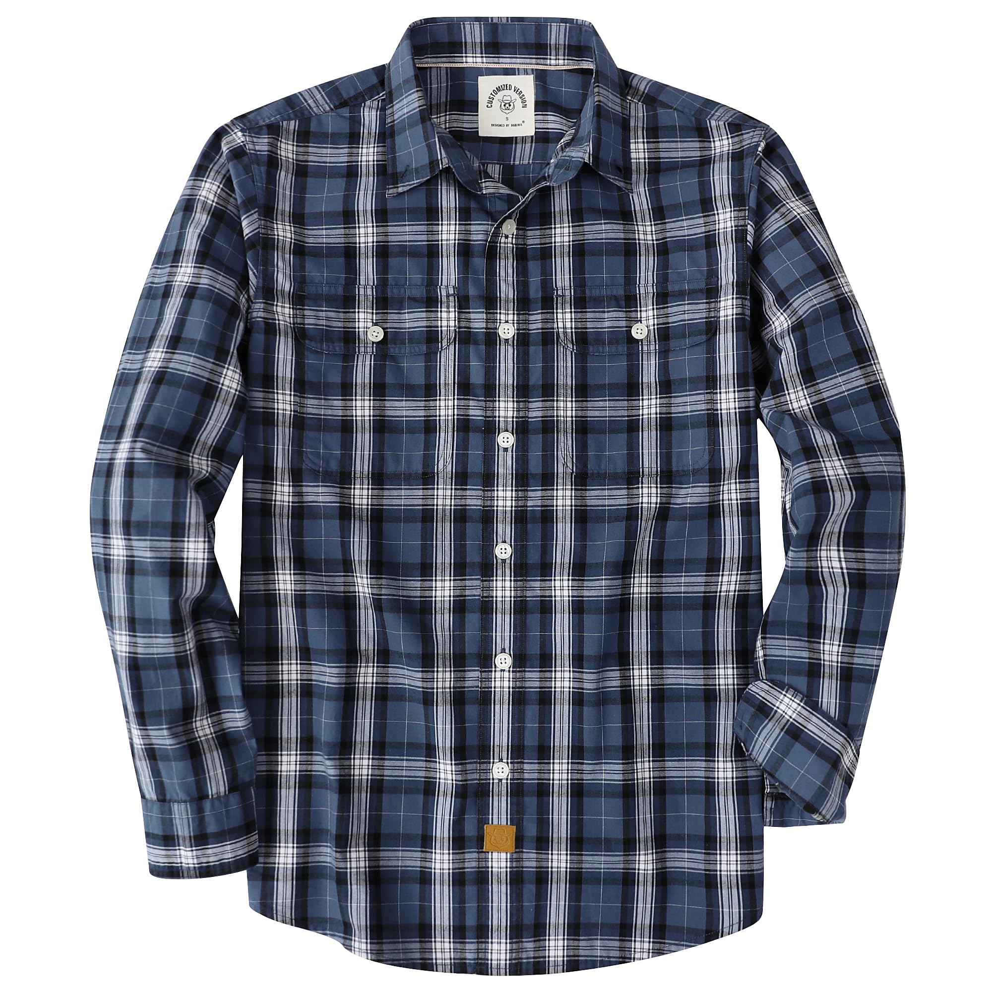 Dubinik® Mens Long Sleeve Button Down Shirts Casual Plaid Shirt with Practical D